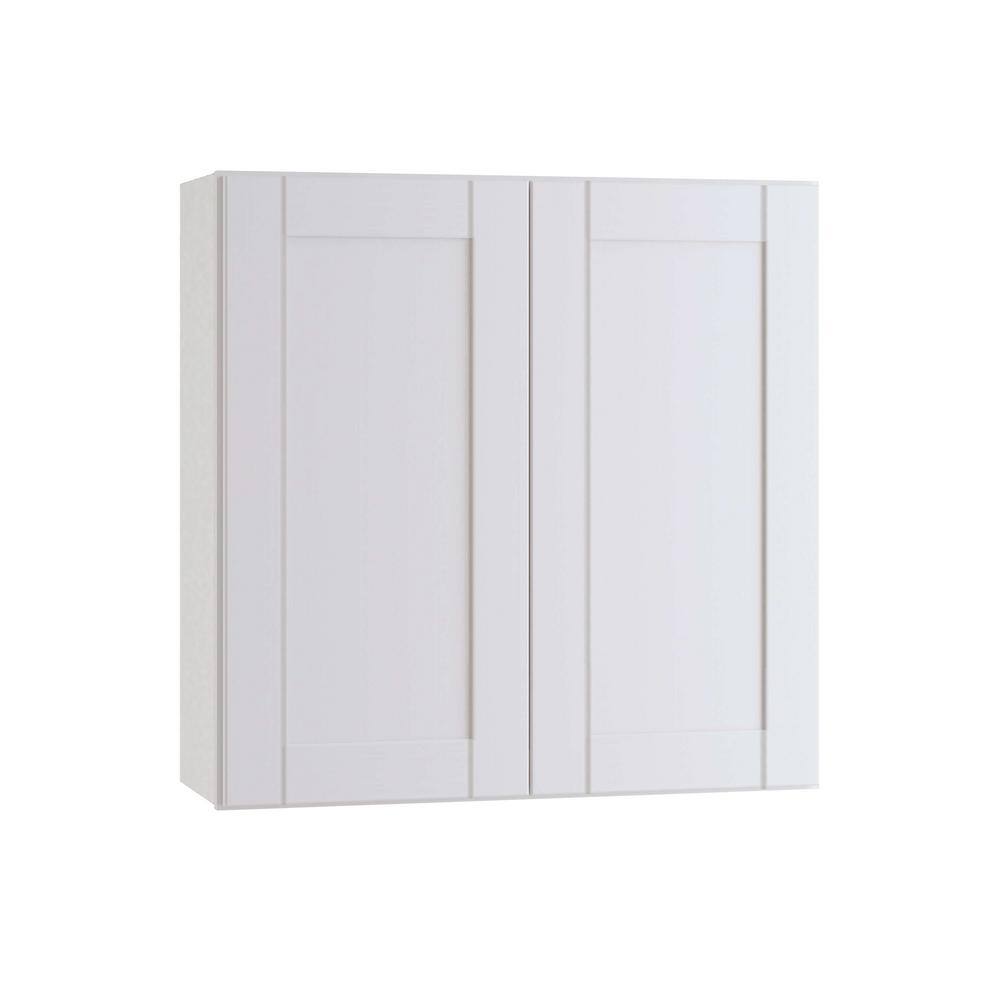 Home Decorators Collection Washington Vesper White Plywood Shaker Stock Assembled Wall Kitchen Cabinet Sft Close 3 Shelves 24 in. x 42 in. x 12 in. W2442-WVW