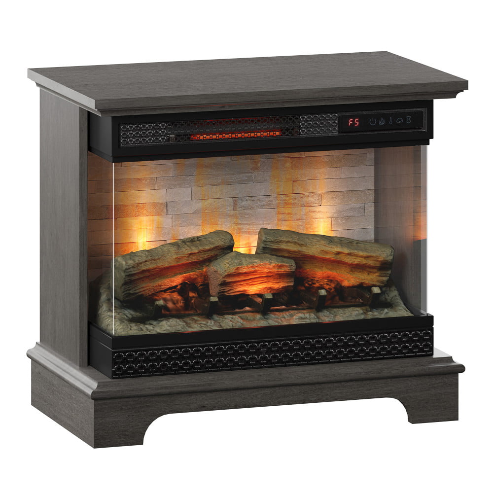 PanoGlow 3D Infrared Quartz Electric Fireplace, Weathered Gray