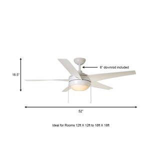 Home Decorators Collection Windward 52 in. Integrated LED IndoorOutdoor Matte White Ceiling Fan with Light Kit 51662