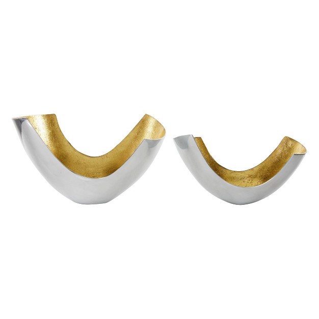 Set Of 2 Contemporary U Shaped Aluminum Bowls Gold Olivia amp May