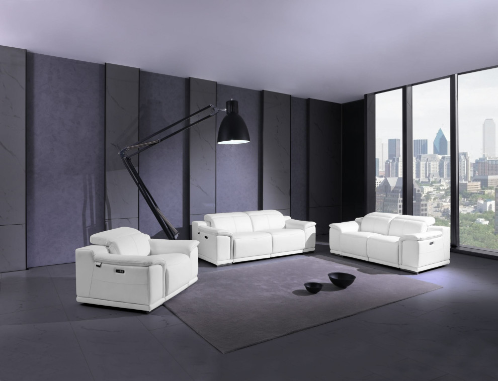 Veneto Italian Leather Power Reclining 3 Piece Set   Contemporary   Living Room Furniture Sets   by Luxuriant Furniture  Houzz