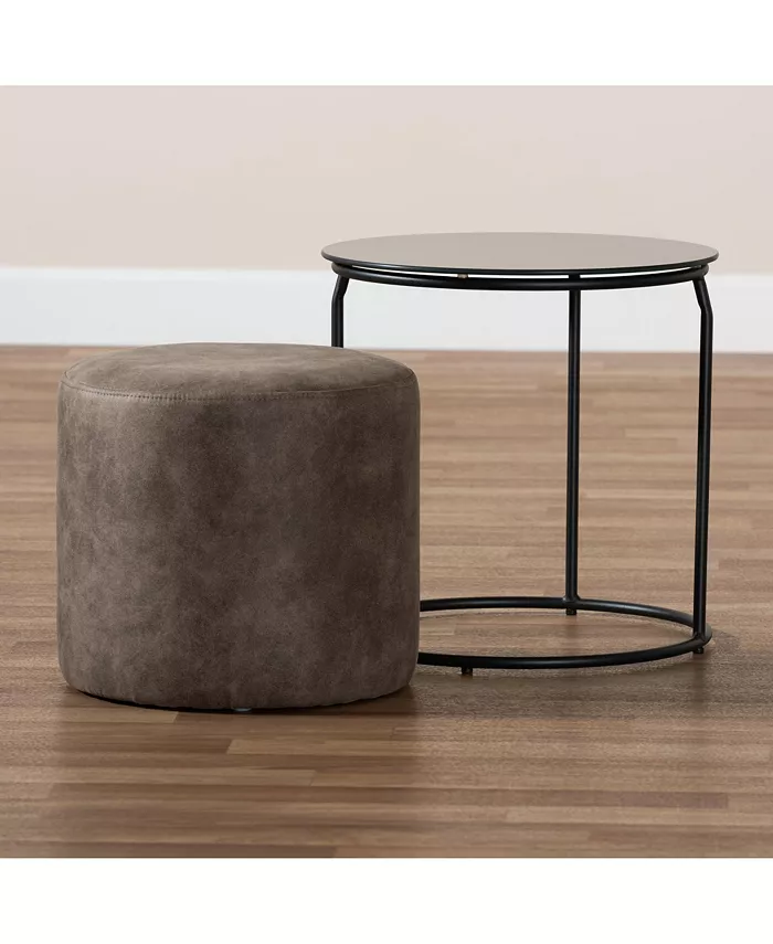 Furniture Kira Ottoman and End Table Set