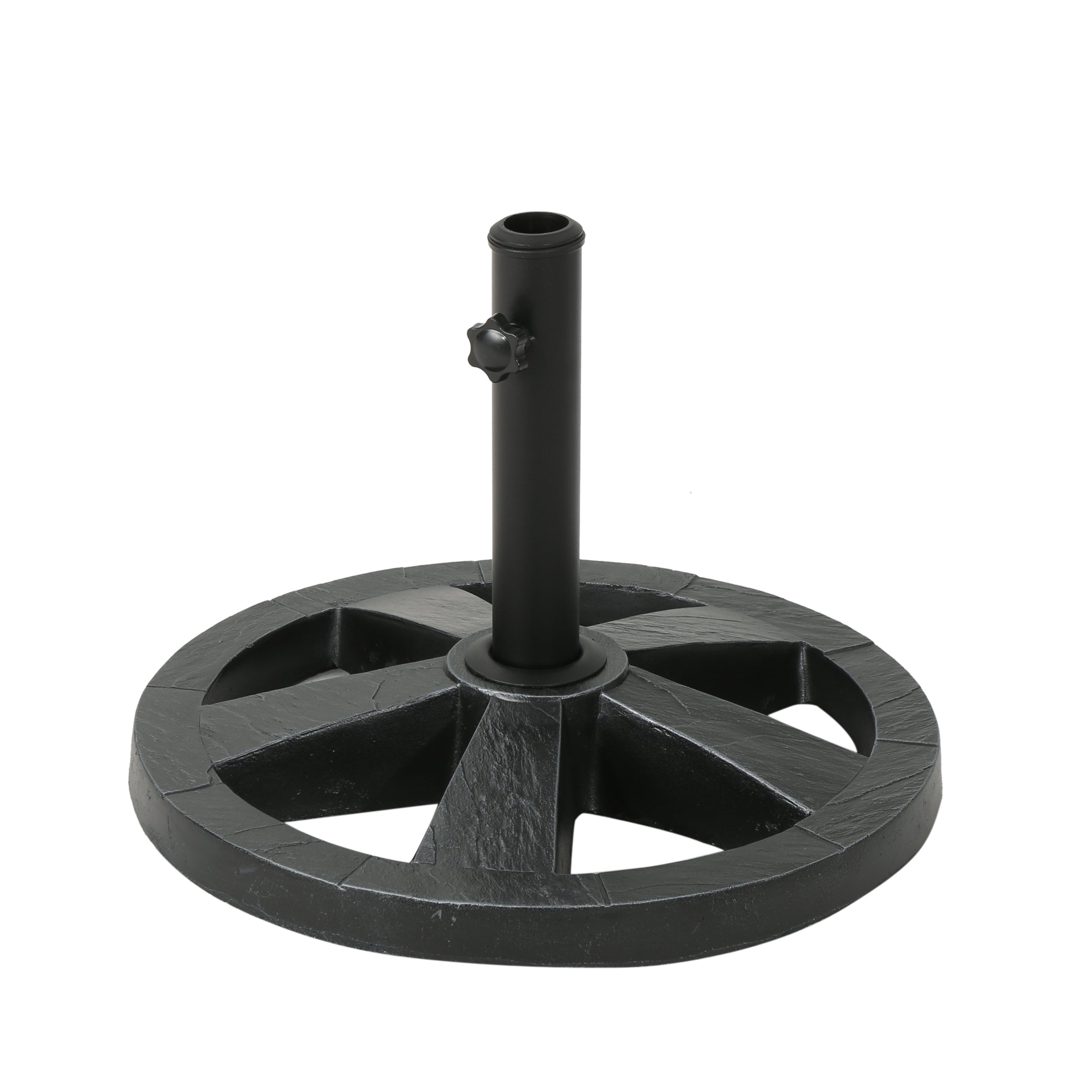 Ryan Outdoor 22lb Concrete Circular Umbrella Base, Hammered Iron