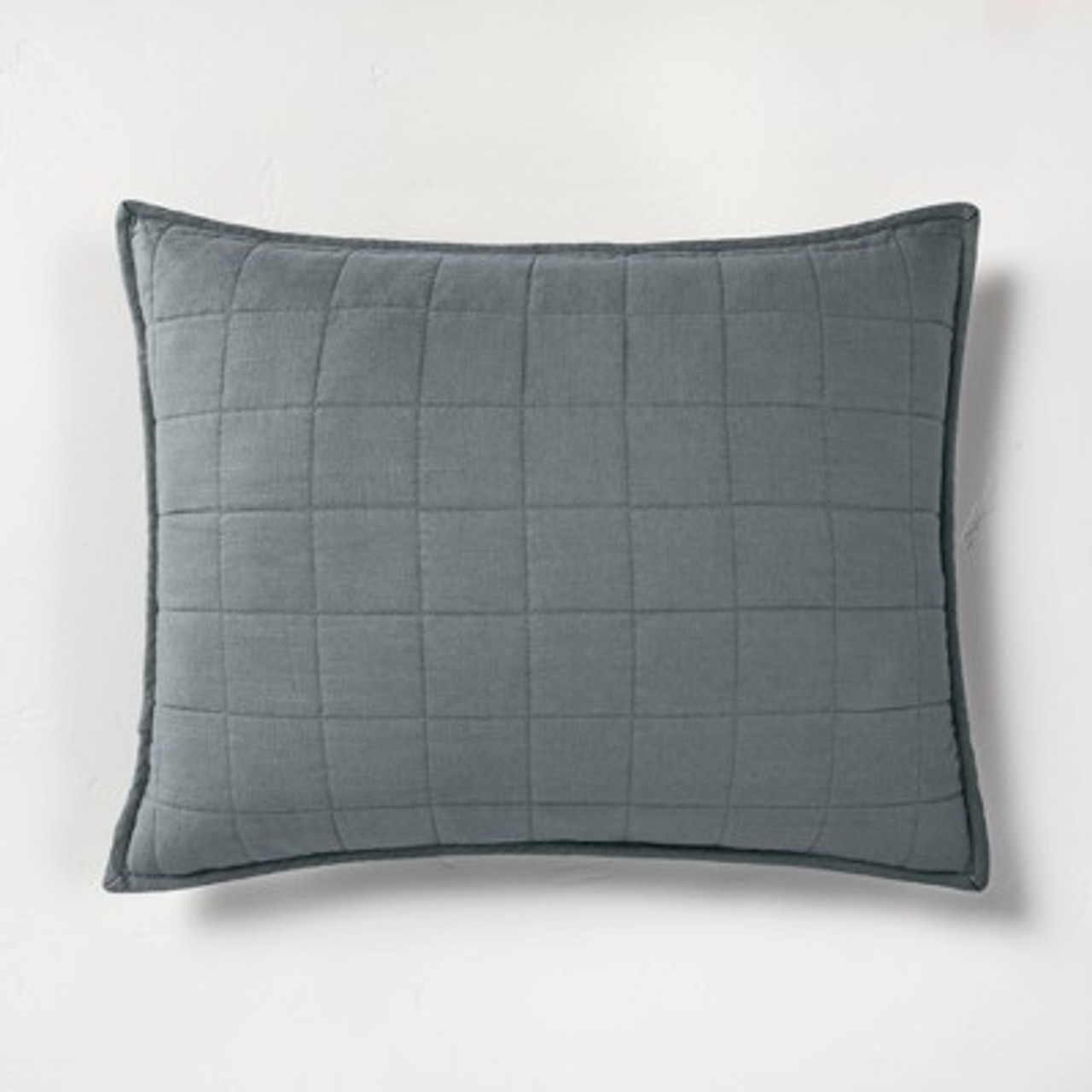 King Heavyweight Linen Blend Quilt Pillow Sham Dark Gray - Casaluna™