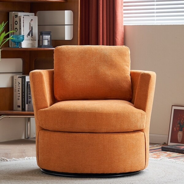 Swivel Barrel Chair，Comfy Round Accent Sofa Chair for Living Room，360 Degree Swivel Barrel Club Chair