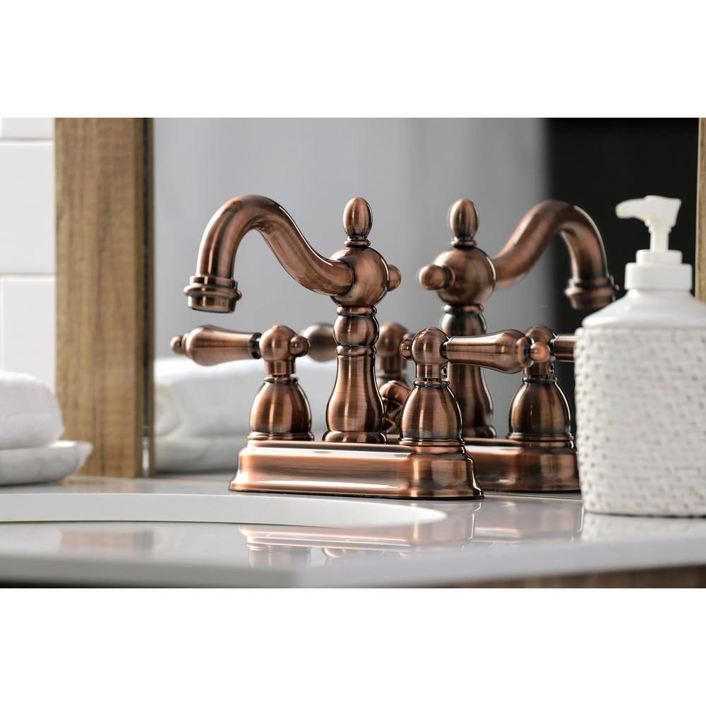 Kingston Brass Heritage 4 in Centerset 2Handle Bathroom Faucet in Antique Copper