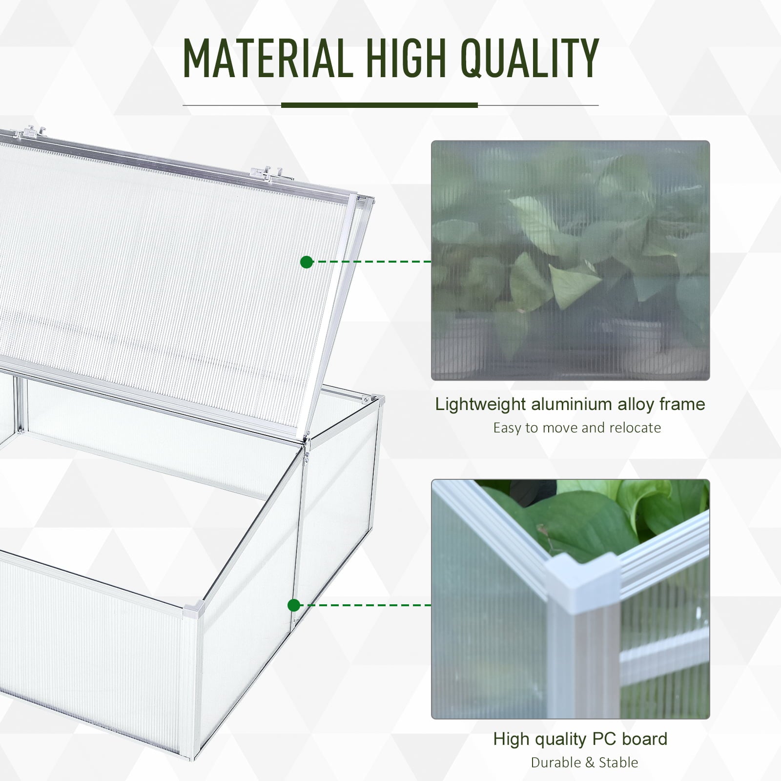 Outsunny 39" Aluminum Vented Cold Frame Mini Greenhouse Kit w/ Ventilated Roof