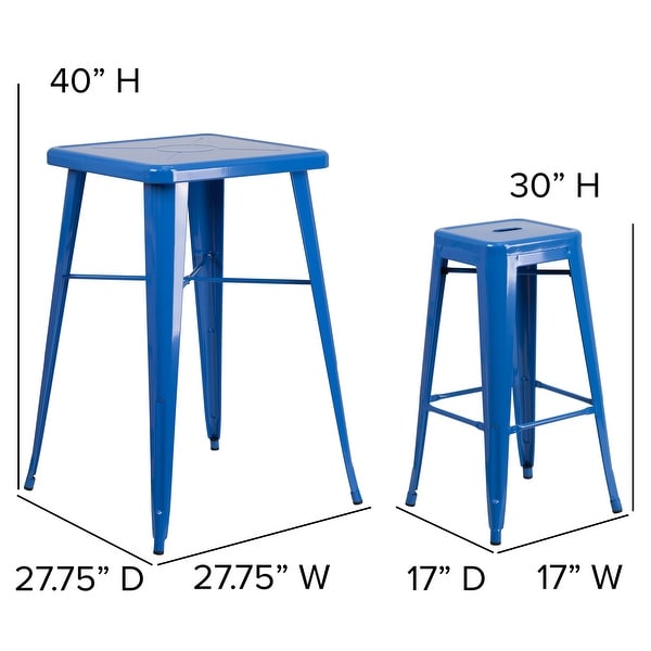 23.75inch Square Metal IndoorOutdoor Bar Table Set