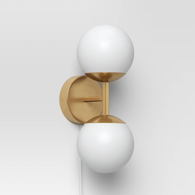 Double Globe Sconce White