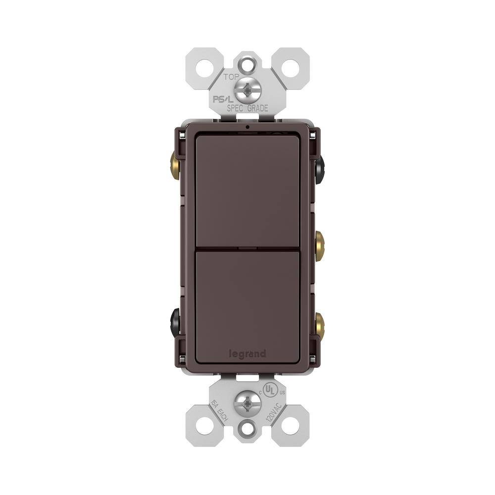 Legrand radiant 15 Amp 120-Volt 2-Switch 3-Way plus 3-Way Combination Decorator Rocker Light Switch Dark Bronze RCD33DBCC6