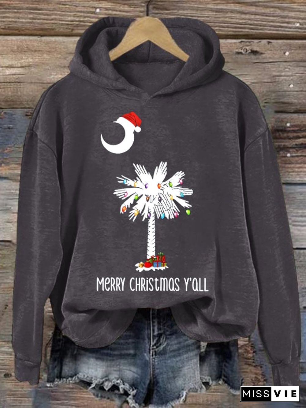 Women's Merry Christmas Y’all Print Hoodie