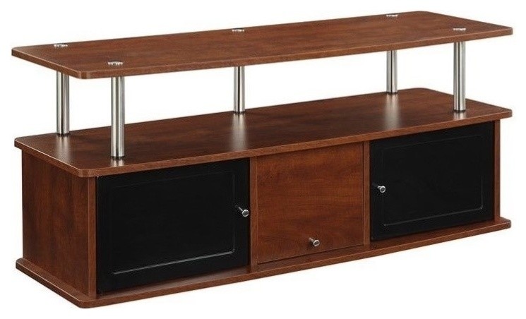 Pemberly Row Modern Wood TV Stand for TVs up to 47 quotwith 3 Cabinets in Cherry   Contemporary   Entertainment Centers And Tv Stands   by Homesquare  Houzz