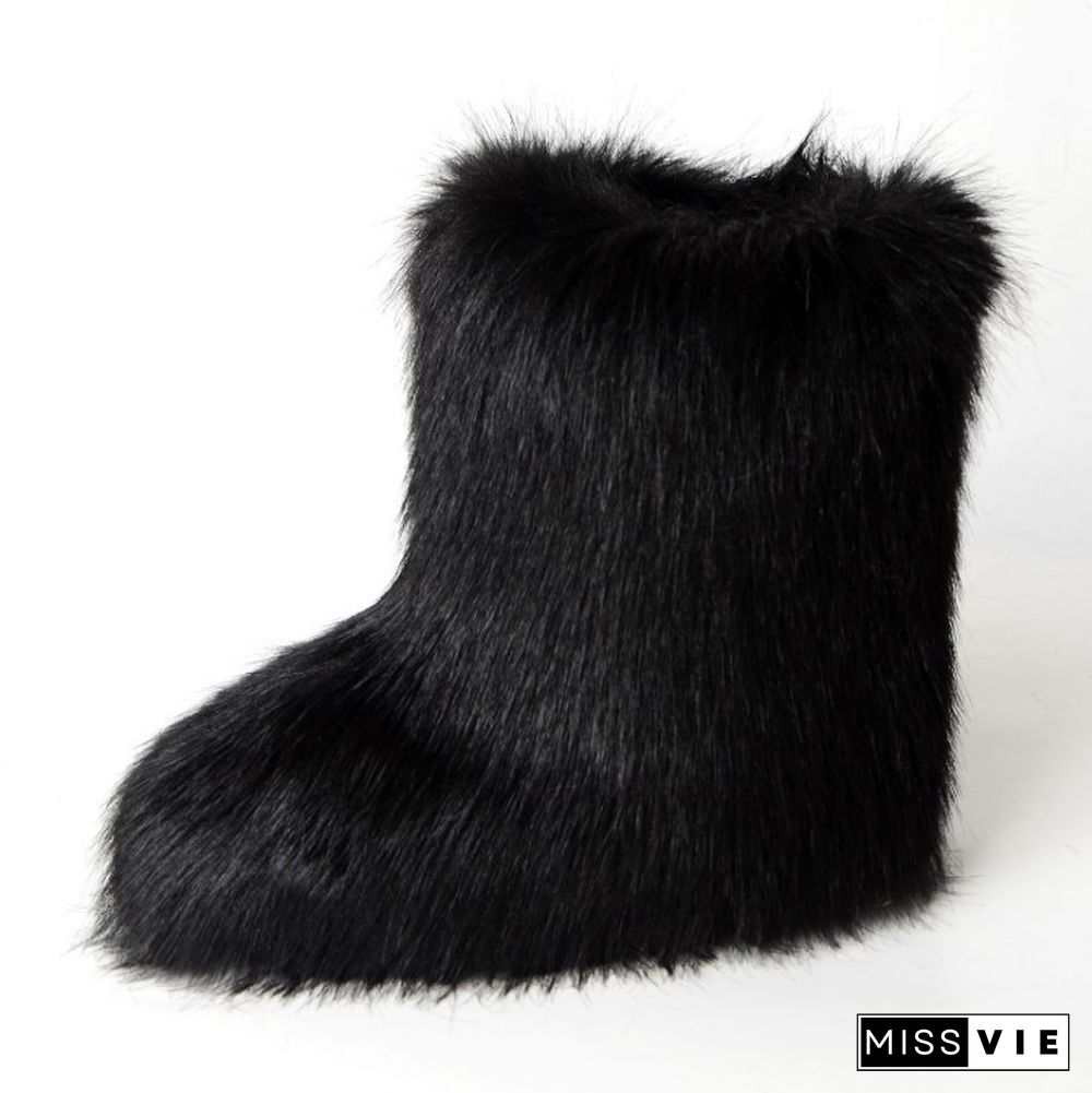 Fashion Casual Fur Boots Plus Velvet Ski Boots