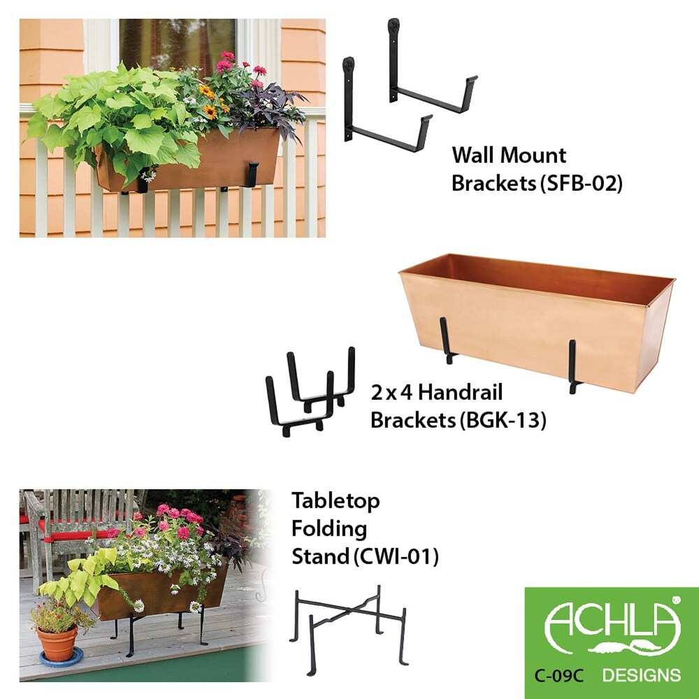 Achla Designs Medium Galvanized Steel Flower Box Planter  23.25 Inch Wide  Copper Plated