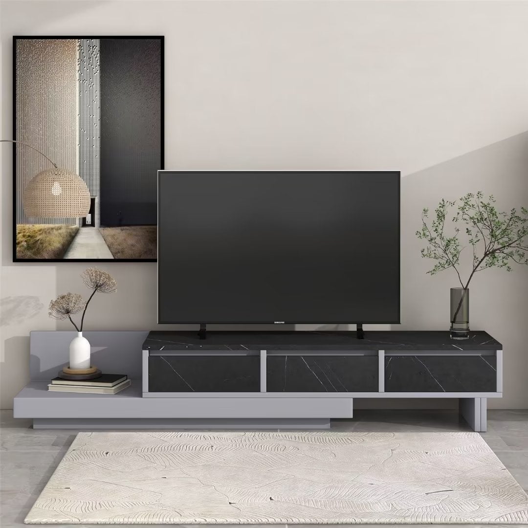 Extendable TV Stand Media Console with 3-Drawer - 65 inches in width