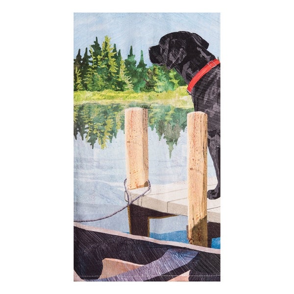 Dog Lake Pier Printed Flour Sack Kitchen Towel