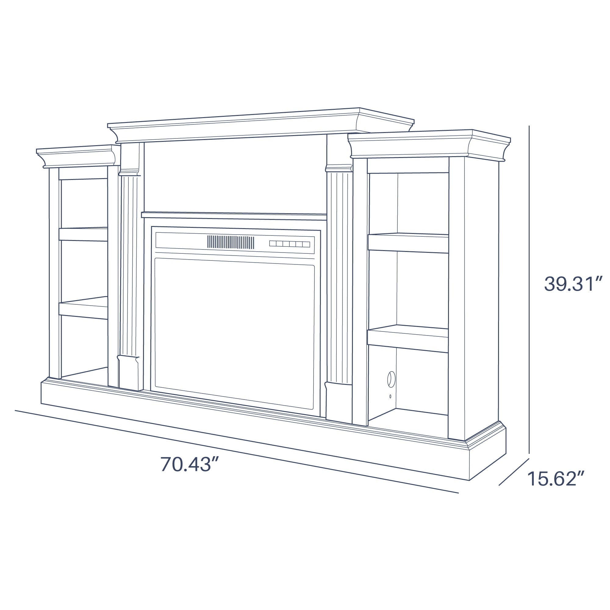 BELLEZE 70" Bookshelf Mantel w/ Electric Fireplace, White