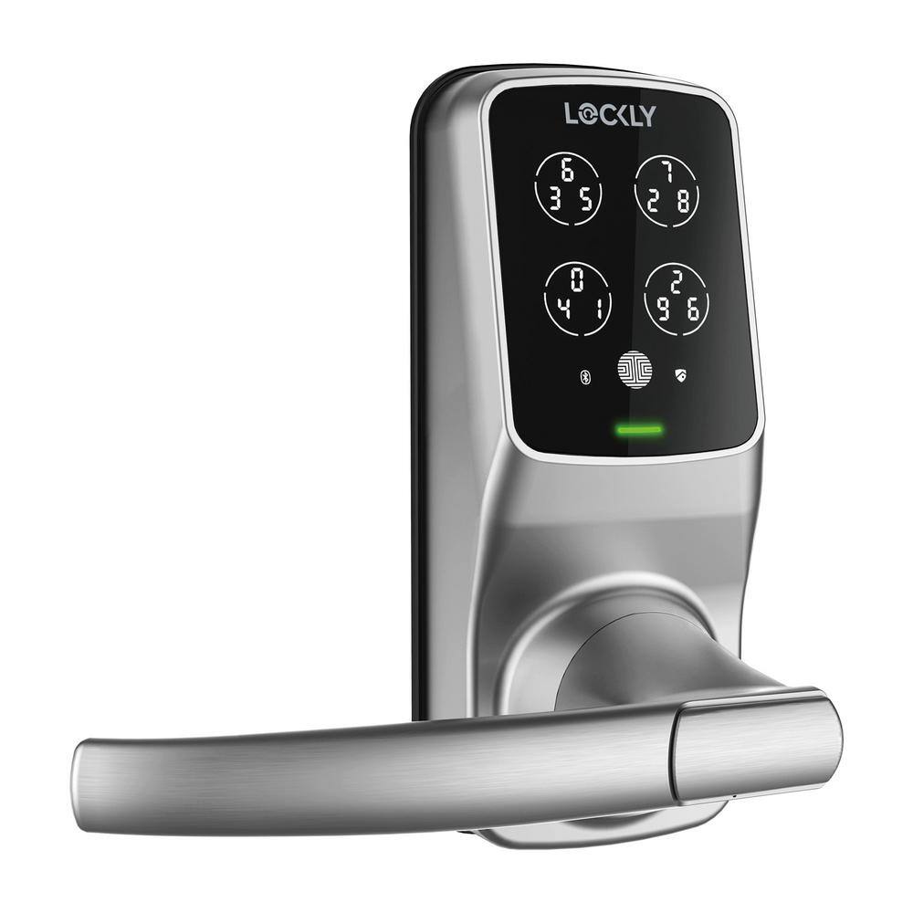 Lockly Secure PRO Satin Nickel Smart Alarmed Locks Latch with 3D Fingerprint and WiFi (Works with Alexa and Google Home) PGD 628W SN