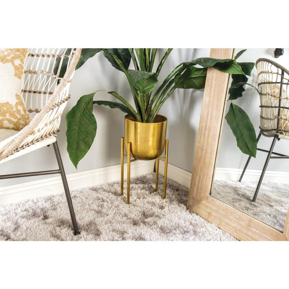 CosmoLiving by Cosmopolitan 22in. Large Gold Metal Indoor Outdoor Dome Planter with Removable Stand (2- Pack) 51924