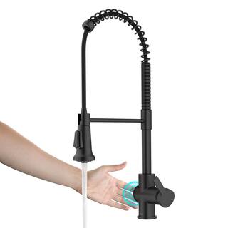 KRAUS Britt Touchless Sensor Commercial Pull-Down Single Handle Kitchen Faucet in Matte Black KSF-1691MB