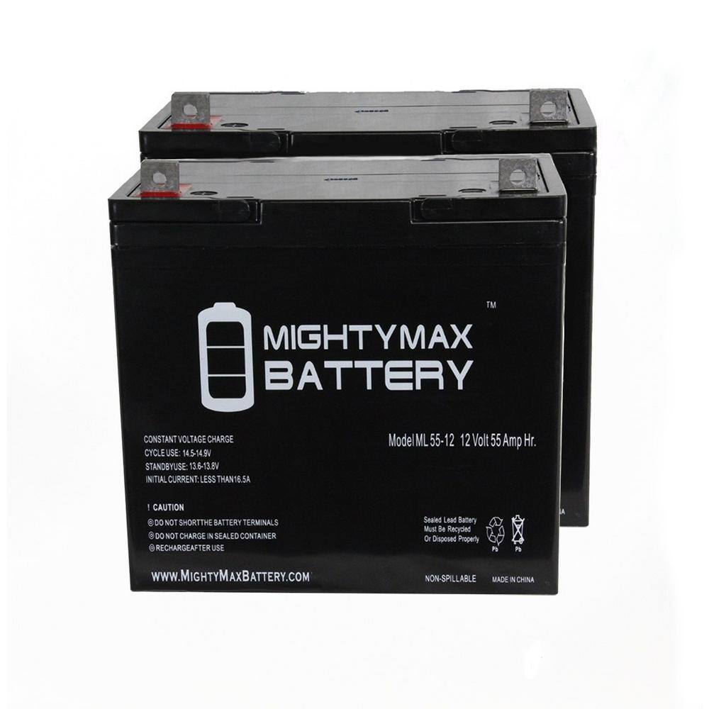 MIGHTY MAX BATTERY 12V 55Ah Battery Replacement for Pride Jazzy Select HD - 2 Pack MAX3555311