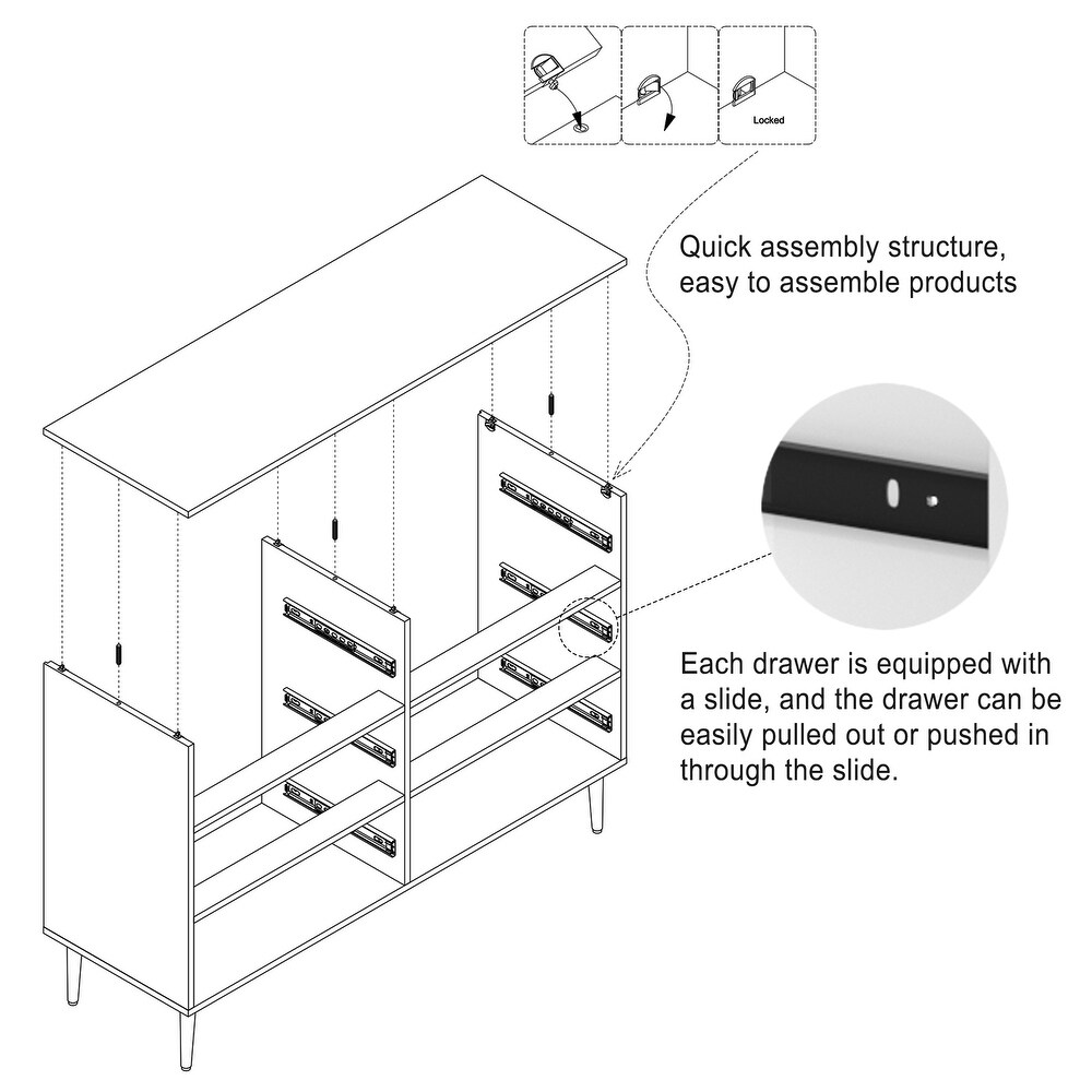 Morden Wood Furniture 6 Drawer Dresser Chest of Drawers Cabinet