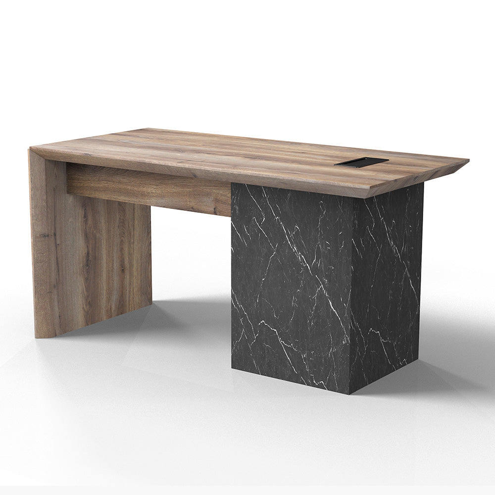 LOGAN Executive Desk Reversible 180cm - Warm Oak & Black