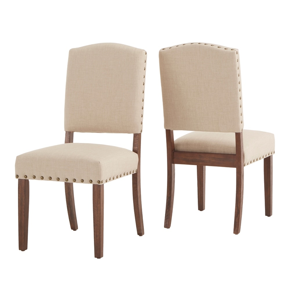 Benchwright Linen look Side Chair with Nailhead Trim (Set of 2) by iNSPIRE Q Artisan