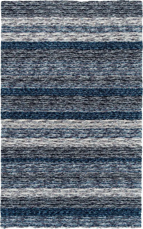 Joplin 5 x 8 Striped Shag Indigo Blue Area Rug