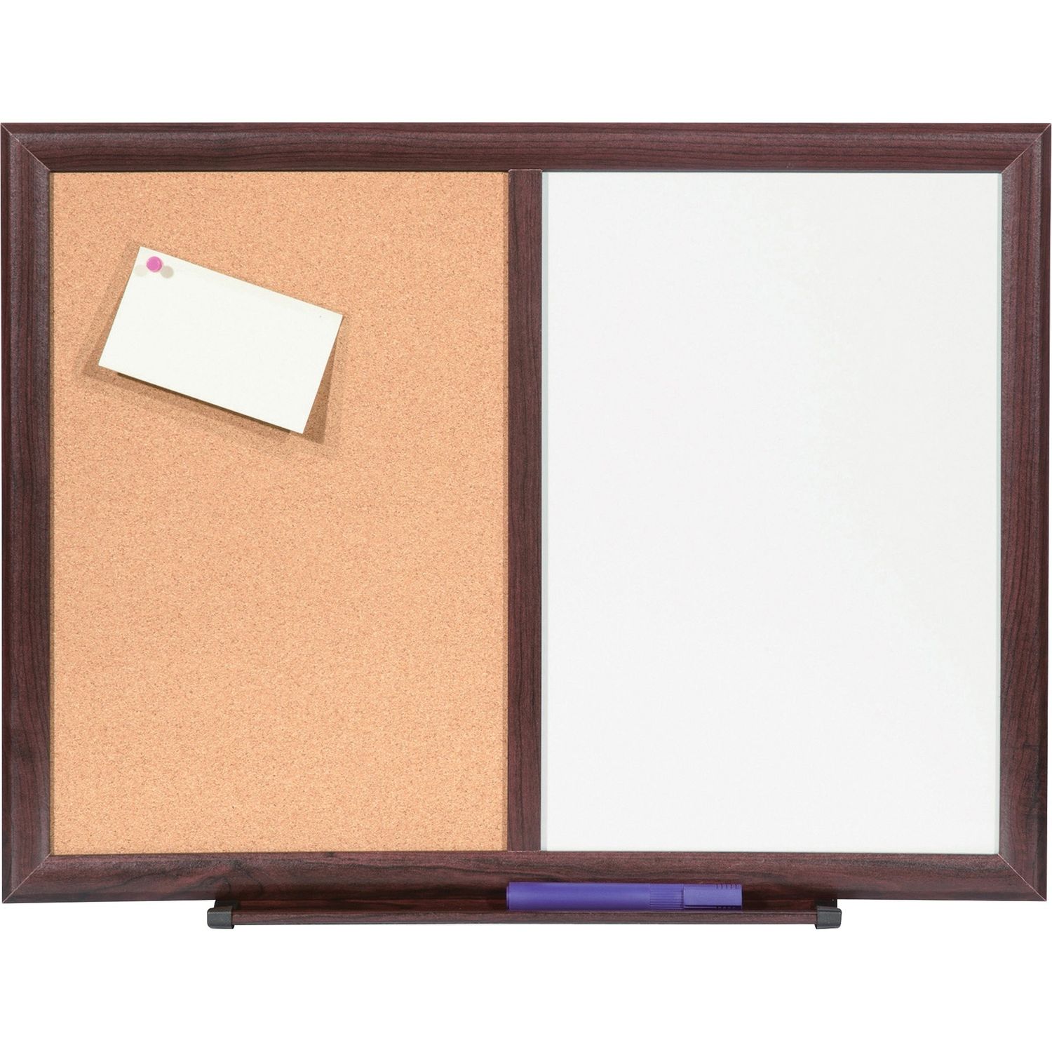 Dry-erase Mahogany Frame Cork Combo Boards by Lorell LLR84270