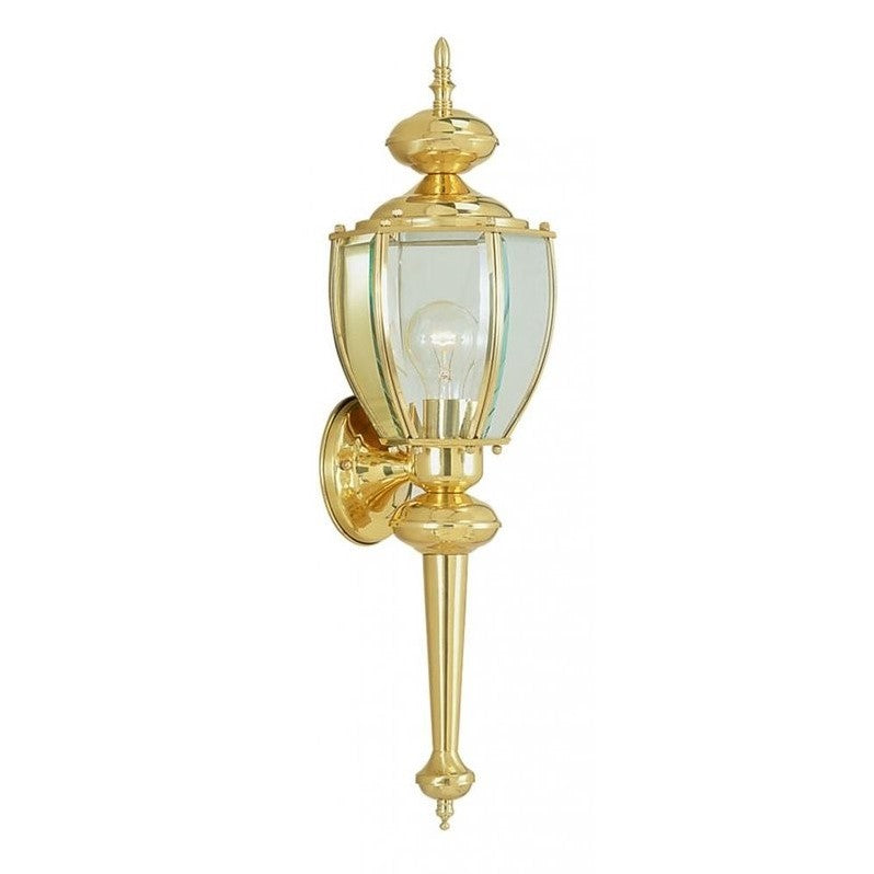 Livex Outdoor Basics 2112-02 Outdoor Wall Lantern - Polished Brass - 7W in.