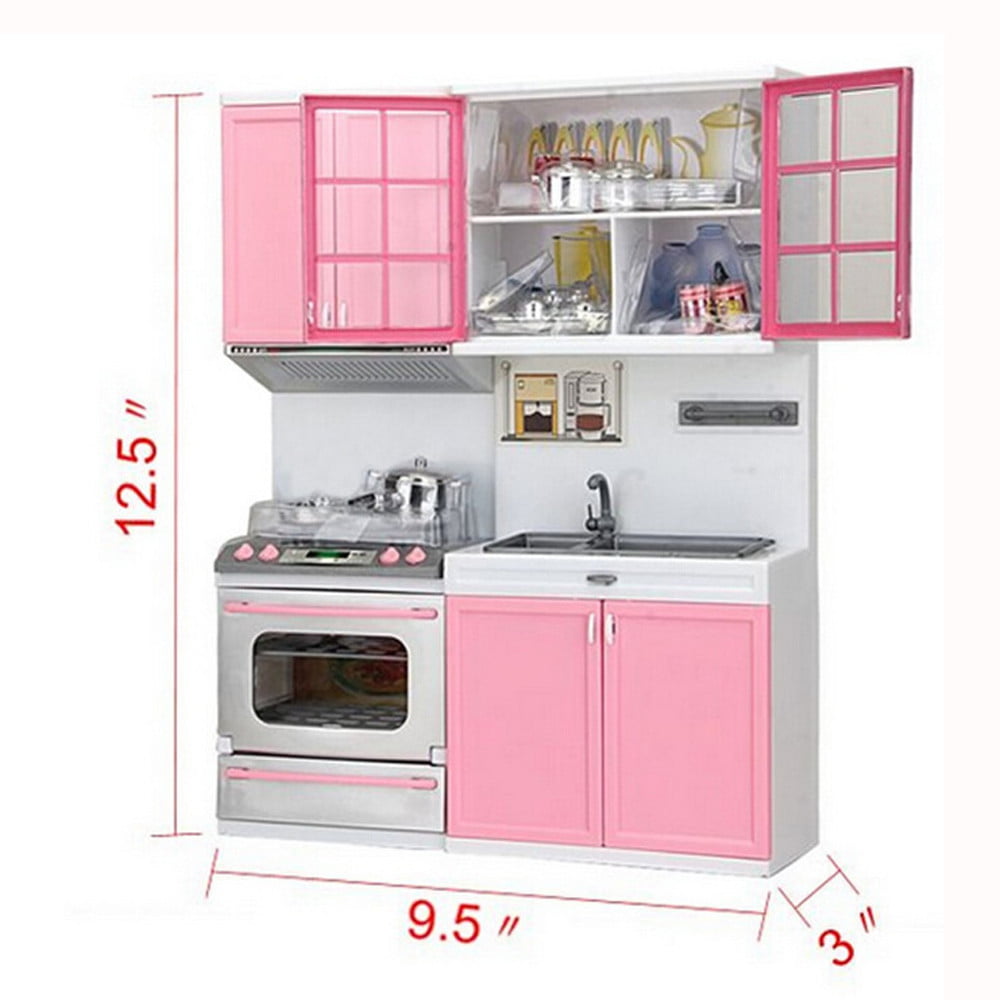 Egmy Xmas Gift Mini Kids Kitchen Pretend Play Cooking Set Cabinet Stove Girls Toy