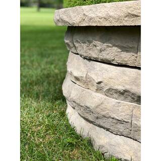 Nantucket Pavers Ledgestone 47 in. x 18 in. Round Concrete Wood Fuel Fire Pit Ring Kit Tan Variegated 72014