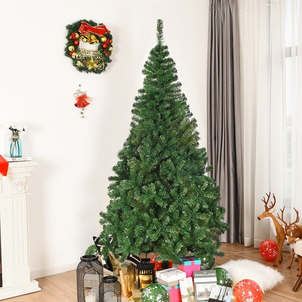 Costway 5Ft/6Ft/7Ft/8Ft Artificial PVC Christmas Tree W/Stand Holiday