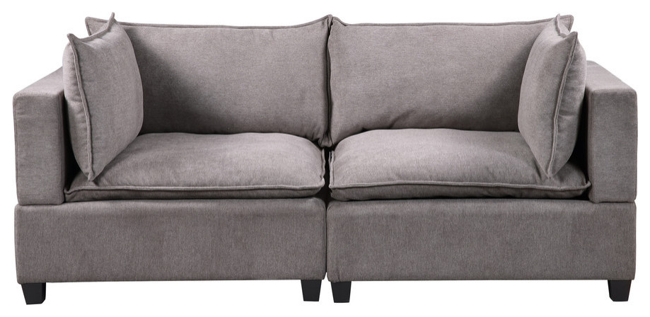 Lilola Home Madison Light Gray Fabric Loveseat   Modern   Loveseats   by PARMA HOME  Houzz