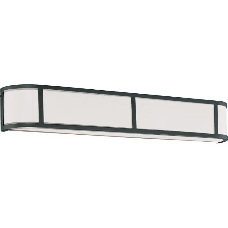 Odeon 4 Light Vanity with Satin White Glass Aged Bronze Finish