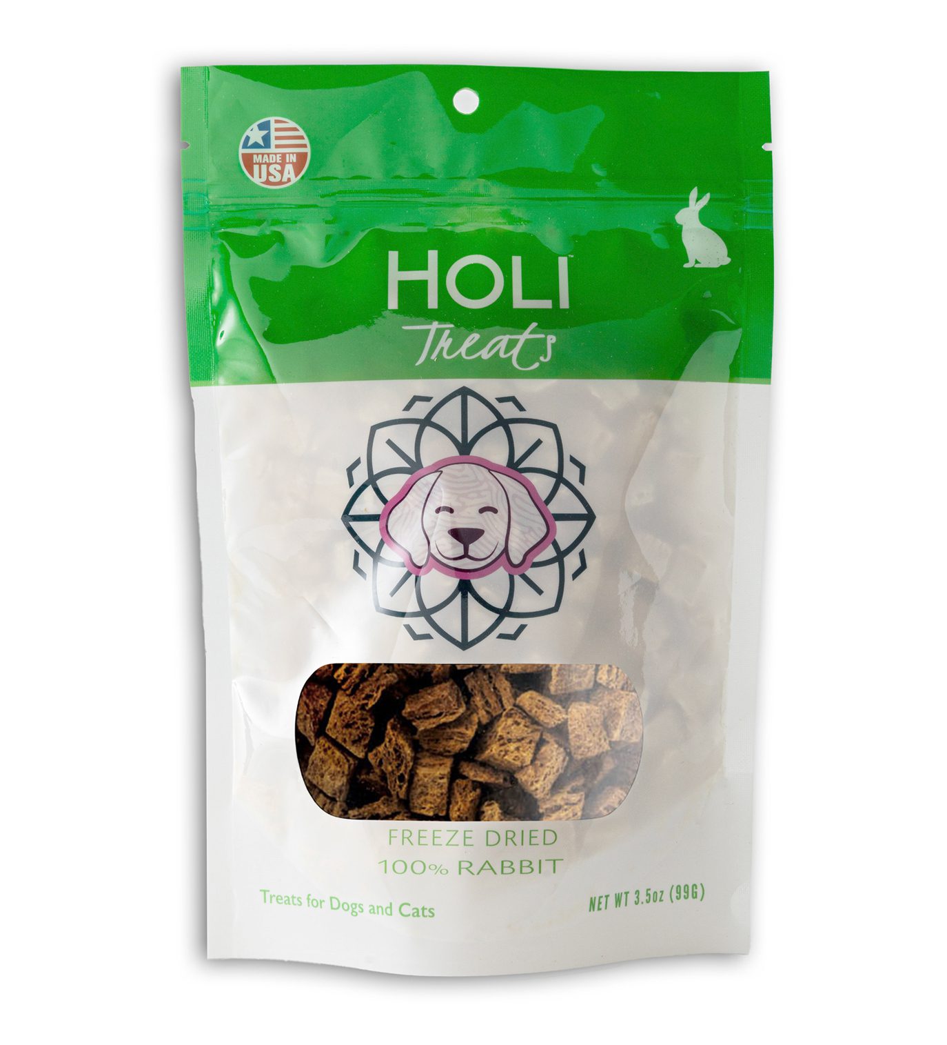 HOLI Rabbit Freeze-Dried Treats for Dogs and Cats， 3.5 oz