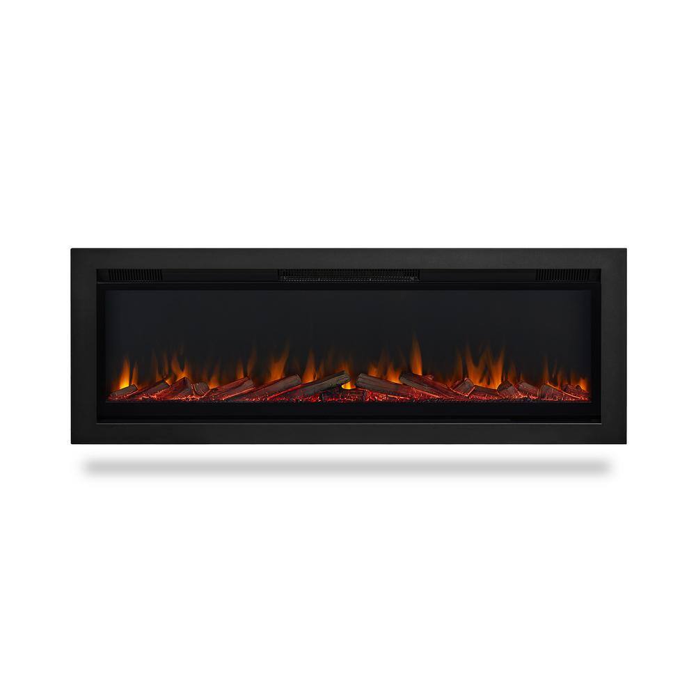 Real Flame 65 in. Wall-Mount Recessed Electric Fireplace Insert in Black 5560