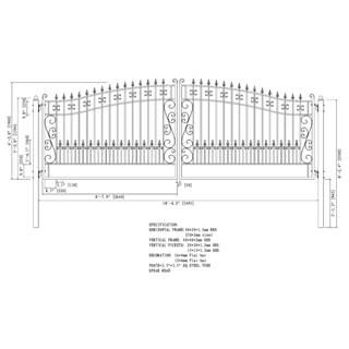 ALEKO Venice Style 18 ft. x 6 ft. Black Steel Dual Driveway Fence Gate DG18VEND-HD