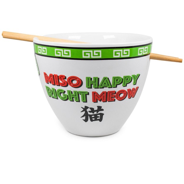 Boom Bowl Bop Miso Happy Dinnerware Set 16 ounce Ramen Bowl Chopsticks