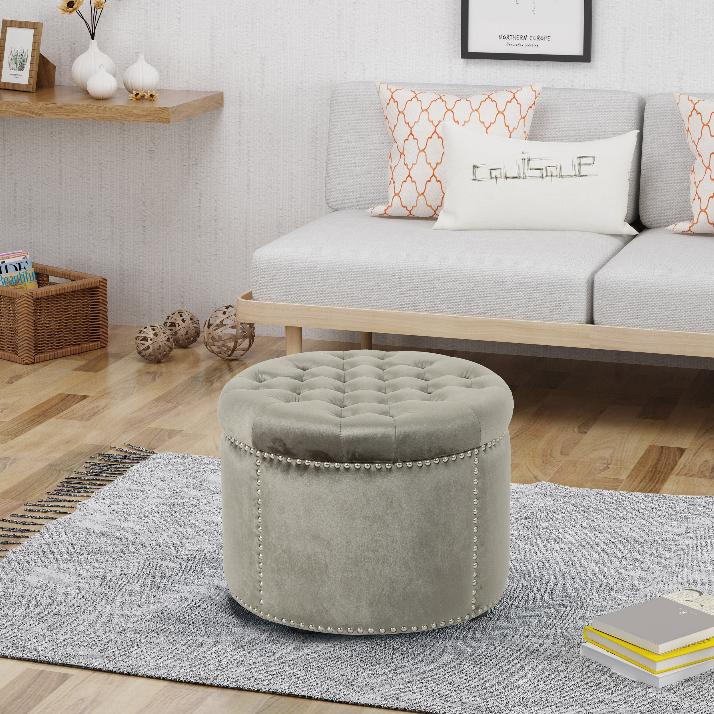 Daralis Glam Velvet Tufted Ottoman