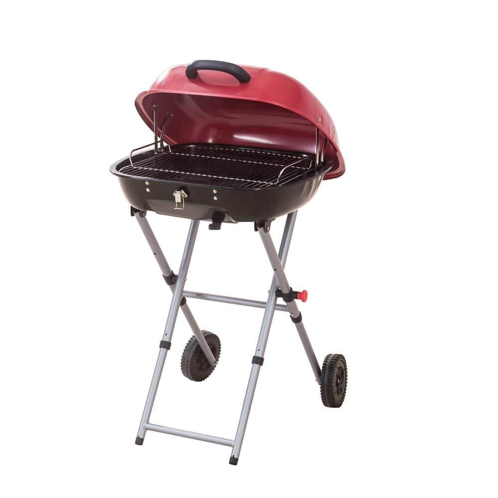 PRIVATE BRAND UNBRANDED Portable Charcoal Grill in Red with Charcoal Tray and Grate 110702001