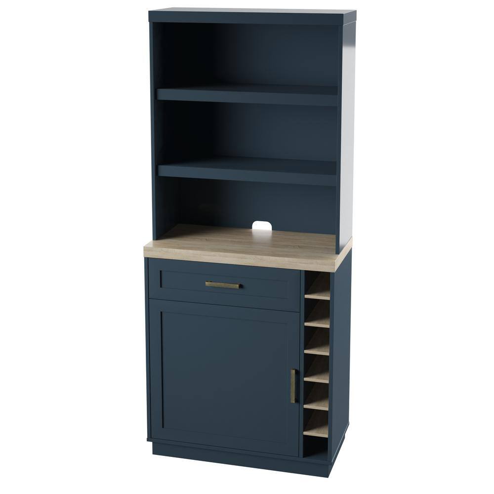 Twin Star Home 74 in. Fontana Blue 12-Shelf Standard Bookcase with Open Storage BKC6924-TPP02