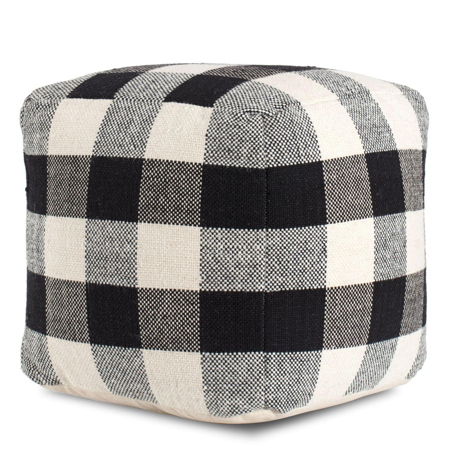 Anji Mountain Cube Plaids Woven Pouf