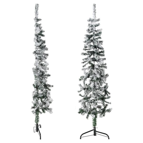 vidaXL Christmas Tree Decoration Slim Artificial Half Xmas Tree with Stand