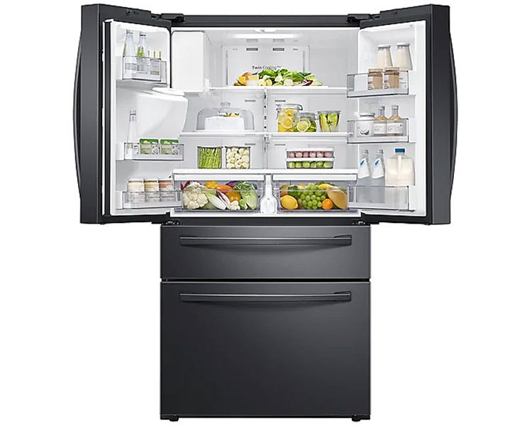  ADA 23 Cu. Ft. Fingerprint Resistant Black Stainless Steel Counter Depth 4-Door French Door Refrigerator With FlexZone Drawer