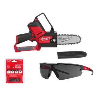 MW M12 FUEL 6 in. 12-Volt Brushless Electric Battery Chainsaw Tool Only Extra 6 in. Chain  Tinted Safety Glasses 2527-20-49-16-2732-48-73-2015