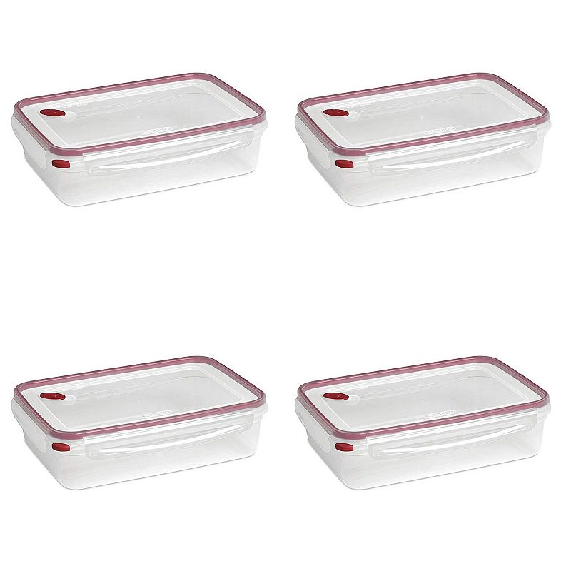 Sterilite Ultra Seal 16 Cup Rectangular Food Storage Containers， Red (4 Pack)