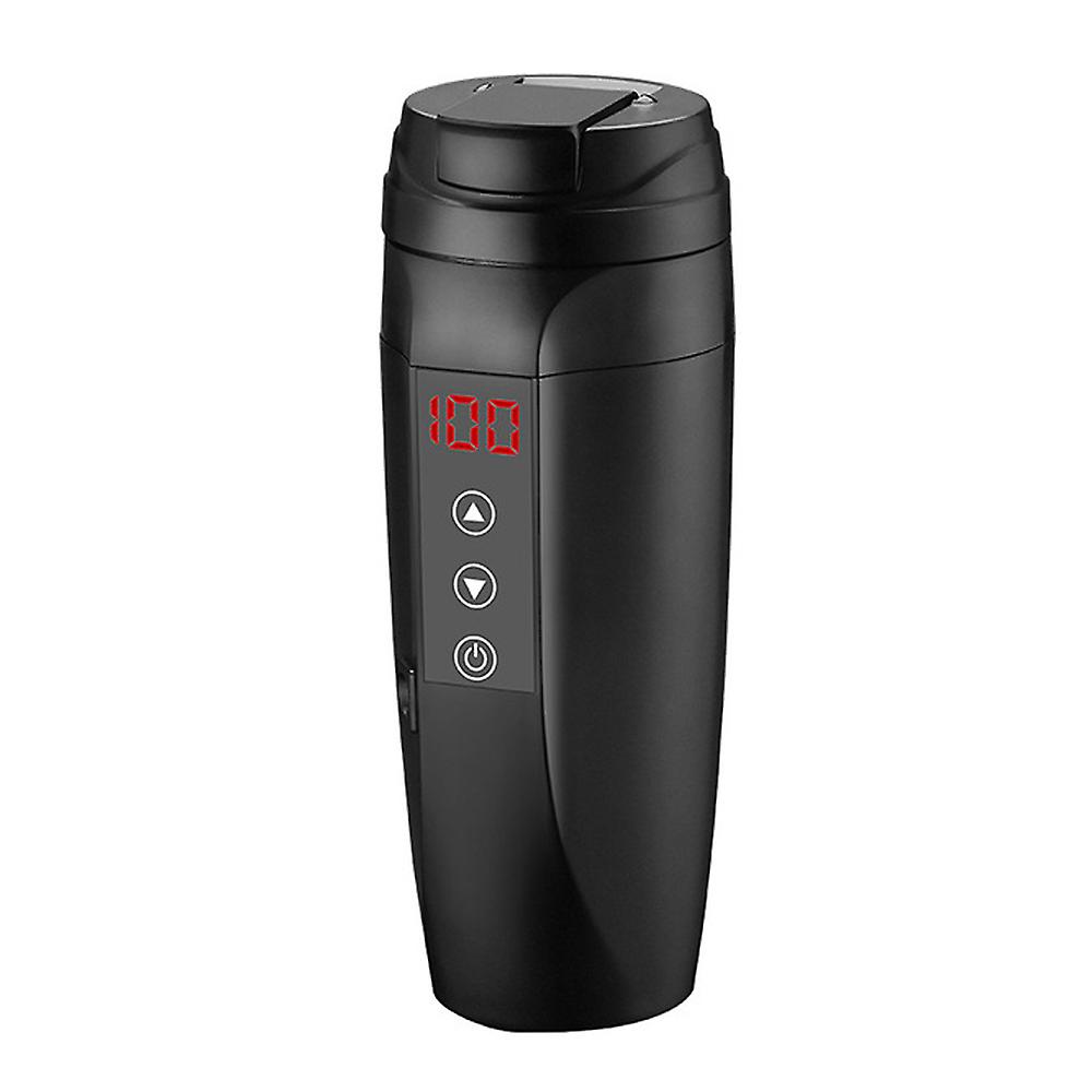 Black 12v/24v 90w Car Heating Cup Hot Water Electric Kettle Mug Stainless Steel Bottle 450ml With 25-100 Temperature Control For Coffee Tea Milk