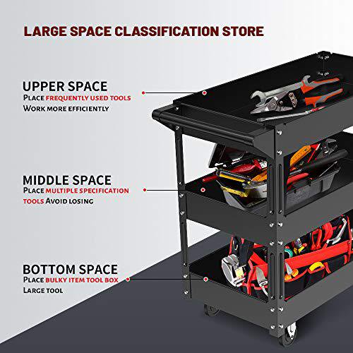 Xerath Steel 3-Shelf Multipurpose Utility/Supply/Service/Tool Cart Great